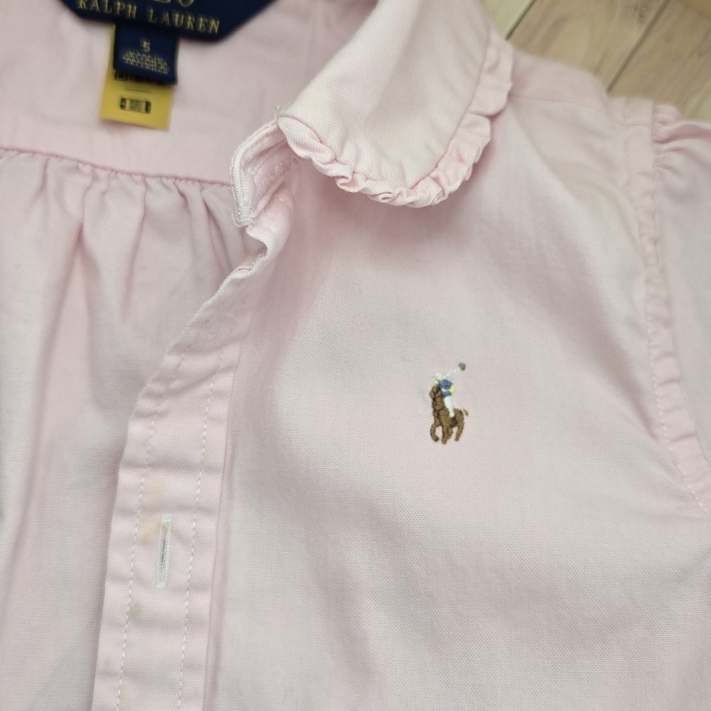 Polo by Ralph Lauren Light Pink Ruffle-Collar Button-Down Shirt - Picture 4 of 6
